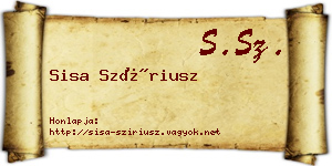 Sisa Szíriusz névjegykártya